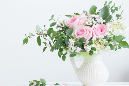 bouquet of roses on white backgroundの写真素材
