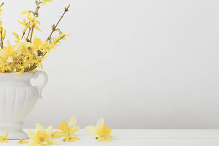 still life with yellow flowersの写真素材