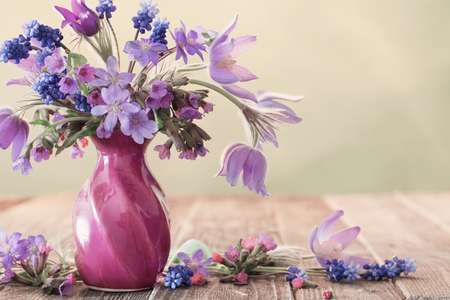 Still life with spring flowersの写真素材