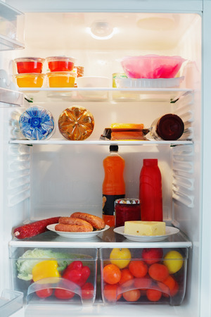 refrigerator with foodの写真素材