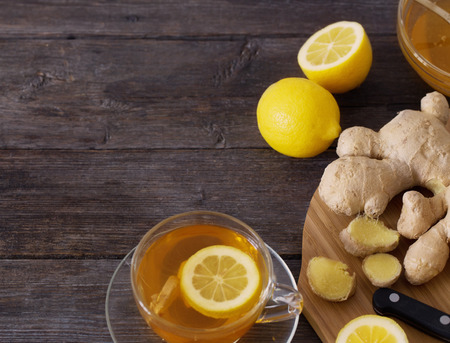 Cup of Ginger tea with lemonの写真素材