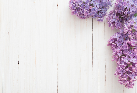 The beautiful lilac on a wooden backgroundの写真素材