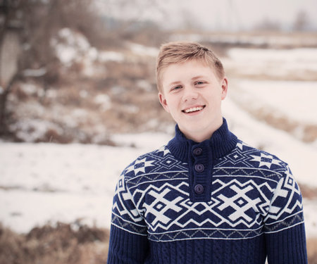 young happy men outdoorの写真素材