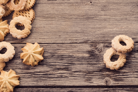 cookies on wooden backgroundの写真素材