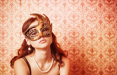 Beautiful Girl in a Carnival maskの写真素材