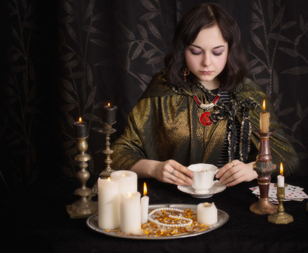 girl guesses on coffeeの写真素材