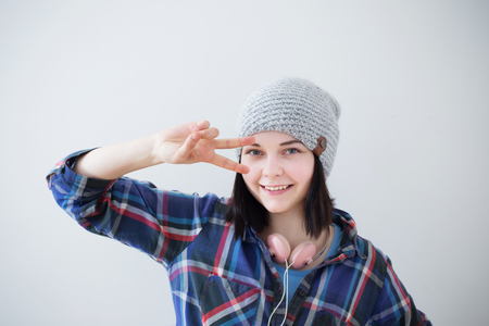 teen girl indoorの写真素材