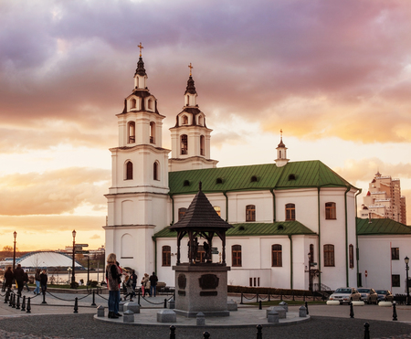 MINSK, BELARUS - APRIL 22, 2017: Cathedral of Holy Spirit - main Orthodox church of Minsk. Minsk, Belarusのeditorial素材
