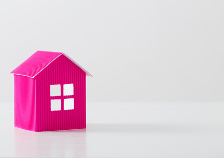 paper house on white backgroundの写真素材