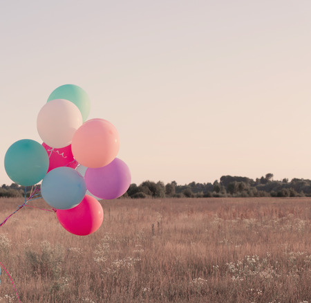 balloons on background skyの写真素材