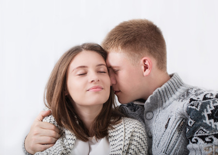 young beautiful couple indoorの写真素材