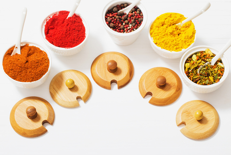 spices on white backgroundの写真素材
