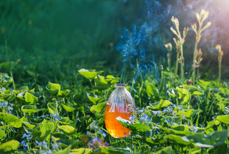 magic potion in bottle outdoor