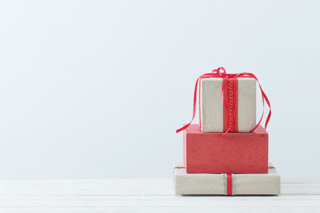 Christmas gifts on white background