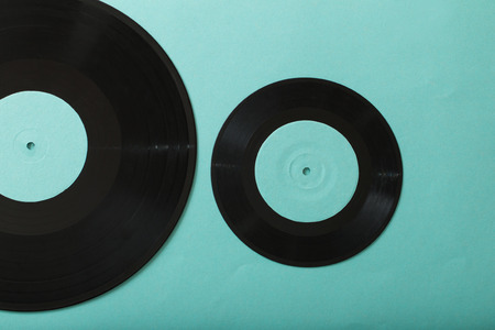 Music records on paper background. Retro music conceptの写真素材