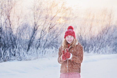 beautiful teen girl outdoor in wnter