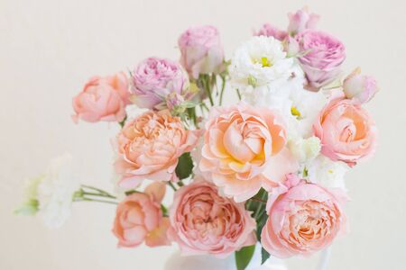 beautiful roses in ceramic white jugの写真素材