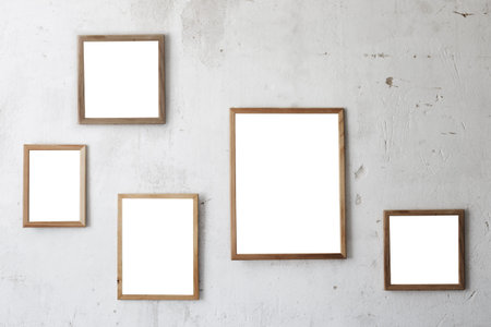 wooden frame on old white wall