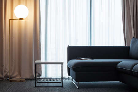 modern home interior with burning lampの写真素材