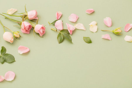 pink and white flowers on green paper background
