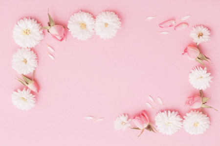 pink and white flowers on pink paper background