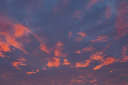 beautiful dramatic sky with clouds at sunset