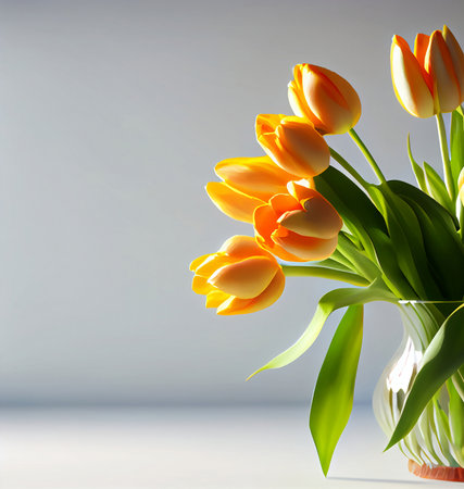 bouquet of yellow tulips on white backgroundの素材