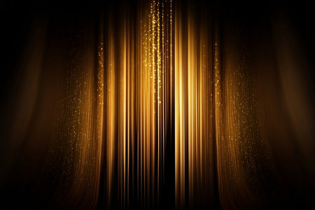 luxurious background by golden curtain with magic glowingの素材