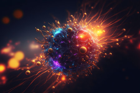 colorful explosion energy on black backgroundの素材