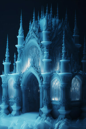 fairy white magical and blue ice palaceの素材