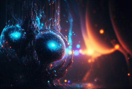 abstract futuristic background with glowing lines and wiresの素材