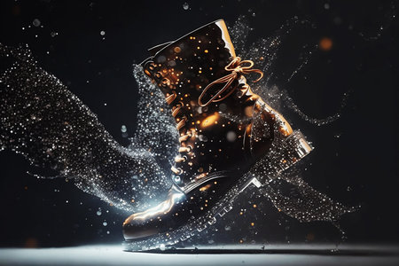 stylish futuristic shoes on dark backgroundの素材