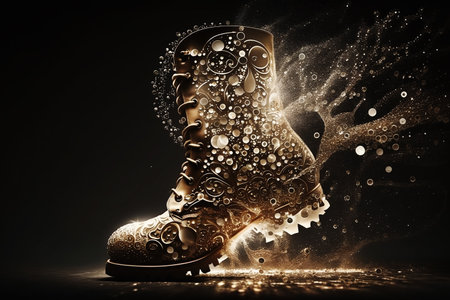 stylish futuristic shoes on dark backgroundの素材