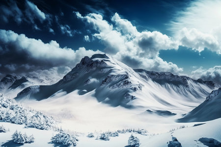 snowy mountain sceneryの素材