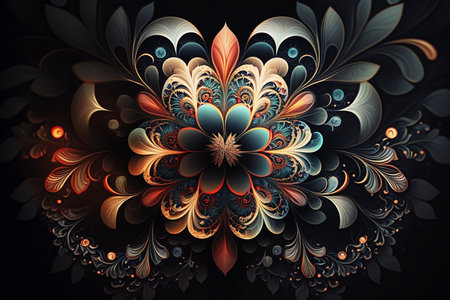 magical colorful repeating flowers patternの素材