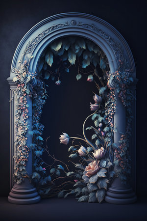 old archway with lots of flowersの素材