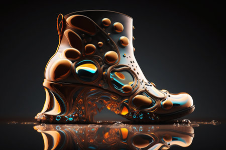 stylish futuristic heels shoes on dark backgroundの素材