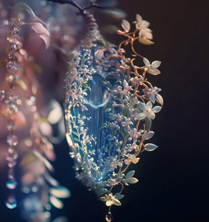 fantasy white flowers with crystal macroの素材