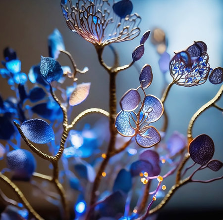 fantasy blue flowers macroの素材