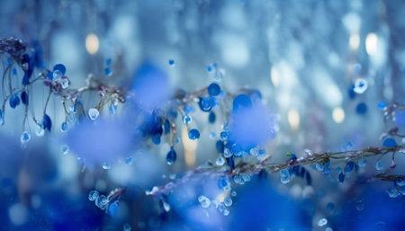 fantasy blue flowers macroの素材