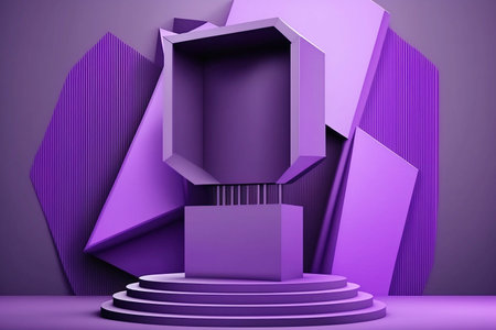 abstract scene with geometric shapes in purple colorsの素材
