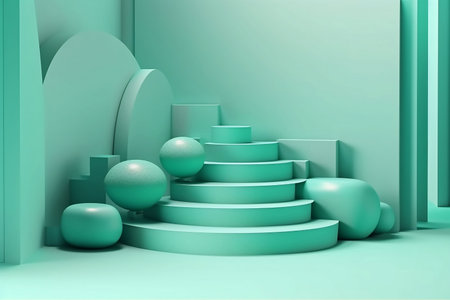 podium platform for products in pastel mint colorの素材