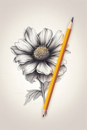 illustration of hand draw wildflowers on white backgroundの素材