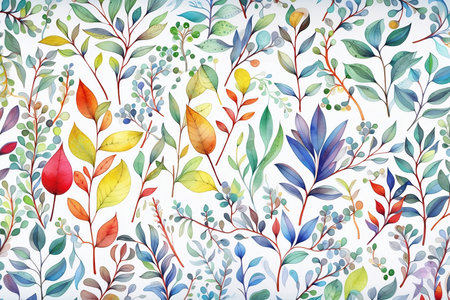 colorful illustration of hand drawn wildflowers on white backgroundの素材