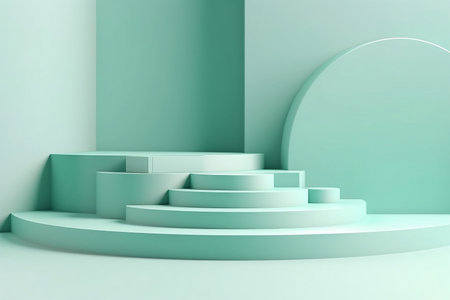 podium platform for products in pastel mint colorの素材