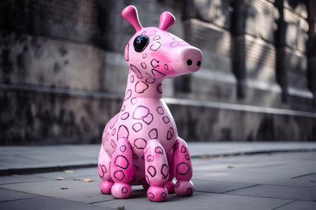 pink giraffe statue outdoorsの素材