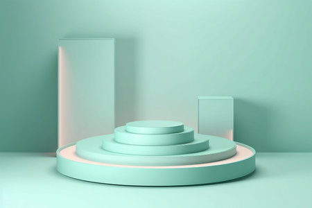 podium platform for products in pastel mint colorの素材