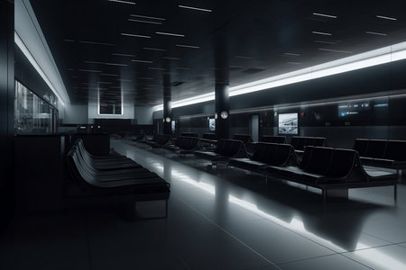 modern dark interior design of airportの素材