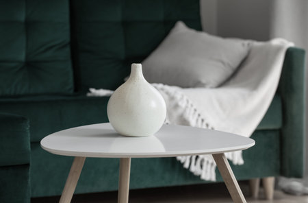 modern living room with green coachの写真素材