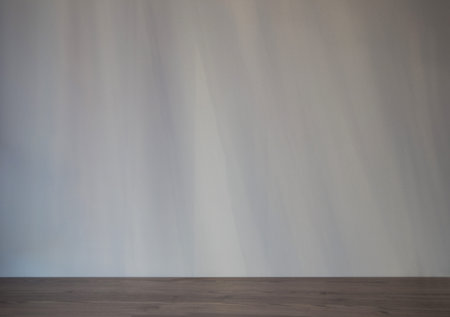 background of gray wall with shadow and wooden shelf